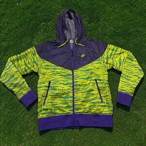 Vintage Nike Windrunner Jacket 2009 Purple Yellow Zebra Print Men's Size Medium